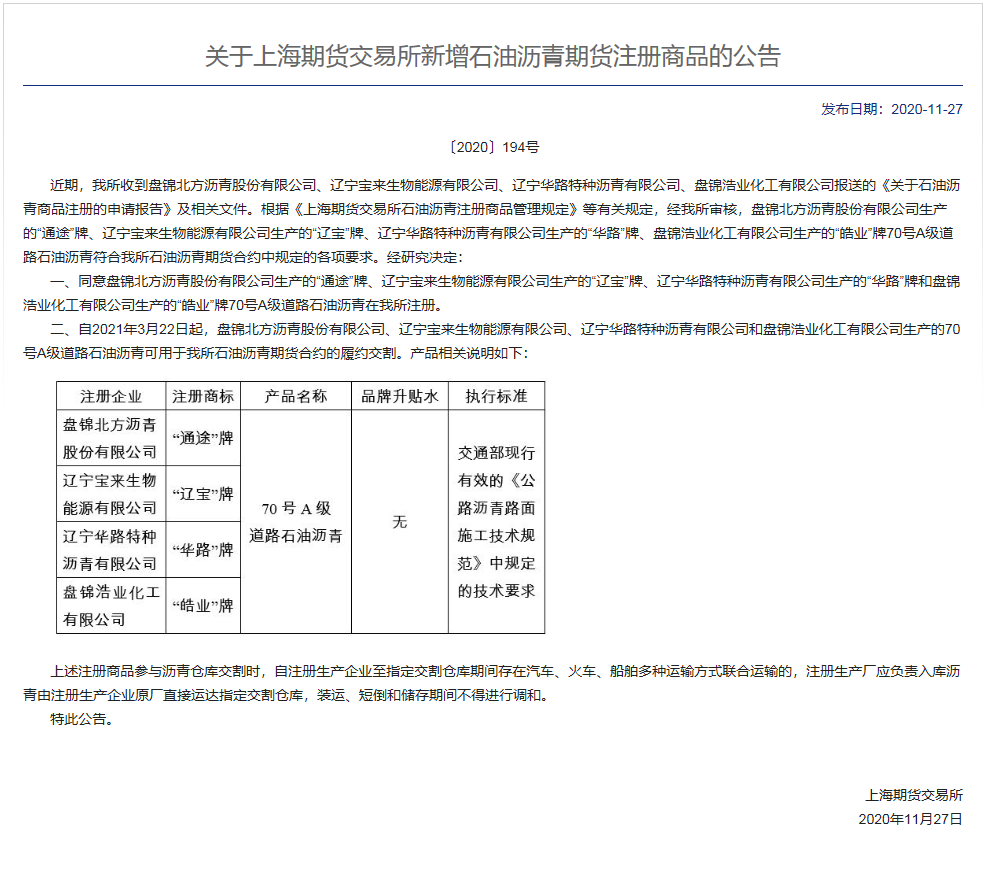 关于上海期货交易所新增石油沥青期货注册商品的公告.png